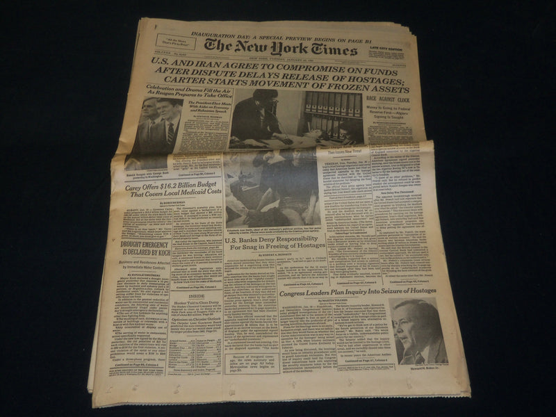 1981 JANUARY 20 NEW YORK TIMES NEWSPAPER - REAGAN INAUGURATION DAY - NP 4921