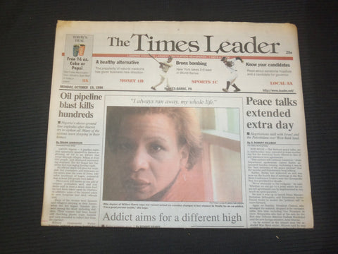 1998 OCT 19 WILKES-BARRE TIMES LEADER - PEACE TALKS EXTENDED EXTRA DAY - NP 7488