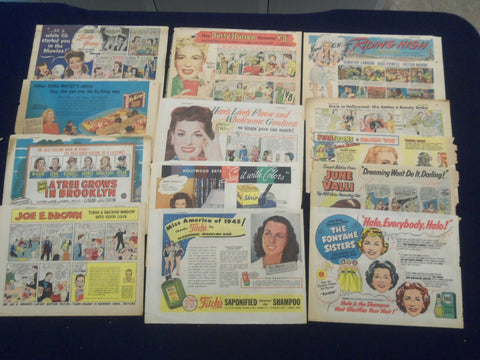 1930'S-1950'S MOVIE STAR COLOR COMICS ADS - LOT OF 13 - NP 5269