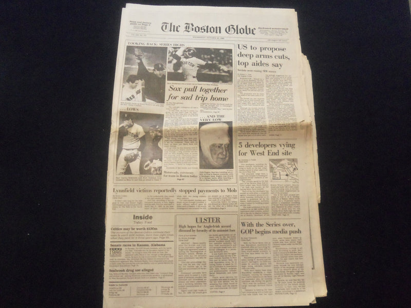 1986 OCT 26 THE BOSTON GLOBE NEWSPAPER - NEW YORK METS WIN WORLD SERIES- NP 6095
