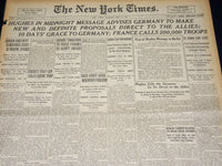 1921 MAY 3 NEW YORK TIMES - HUGHES ADVISES GERMANY MAKE NEW PROPOSALS - NT 7839