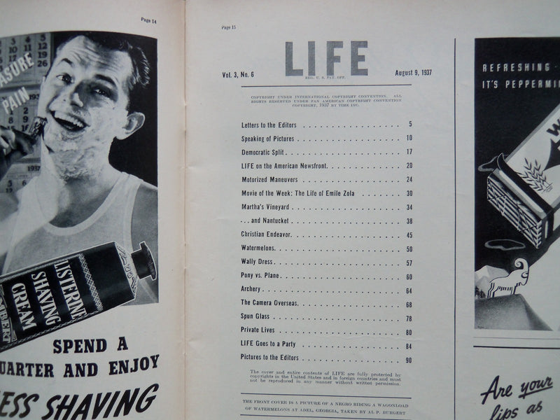 1937 AUGUST 9 LIFE MAGAZINE - WATERMELON'S TO MARKET - L 38