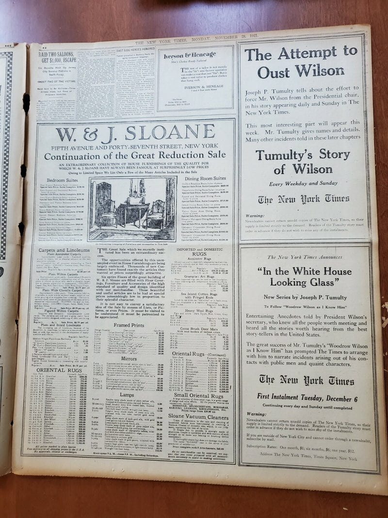 1921 NOVEMBER 28 NEW YORK TIMES - BORAH ASSAILS HARDING ASSOCIATION - NT 8011