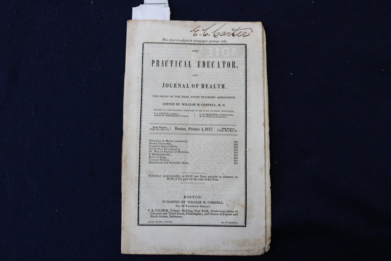 1847 OCTOBER 1 PRACTICAL EDUCATOR JOURNAL OF HEALTH SOFTCOVER BOOKLET - K 942