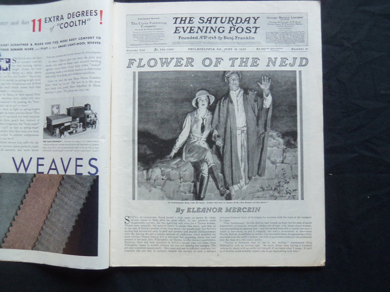 1932 JUNE 18 THE SATURDAY EVENING POST MAGAZINE - ILLUSTRATED COVER -SP 1469