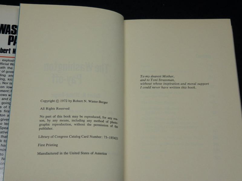 1972 THE WASHINGTON PAY-OFF BOOK INSCRIBED BY ROBERT WINTER-BERGER- D 547