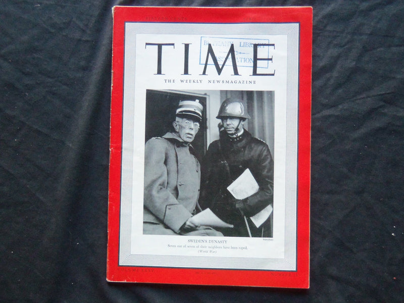 1940 APRIL 29 TIME MAGAZINE - KING GUSTAF - T 710