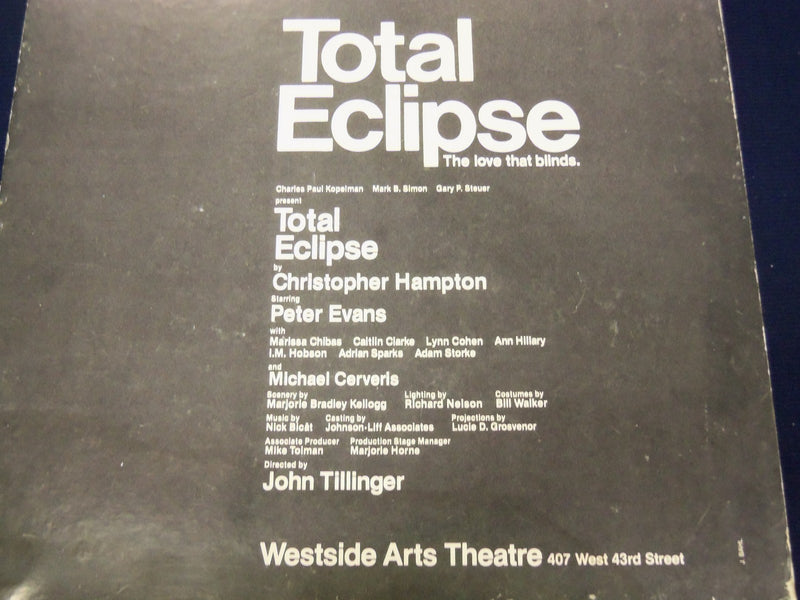 1984 TOTAL ECLIPSE LOVE THAT BLINDS WESTSIDE ARTS THEATRE POSTER HAMPTON - P 219