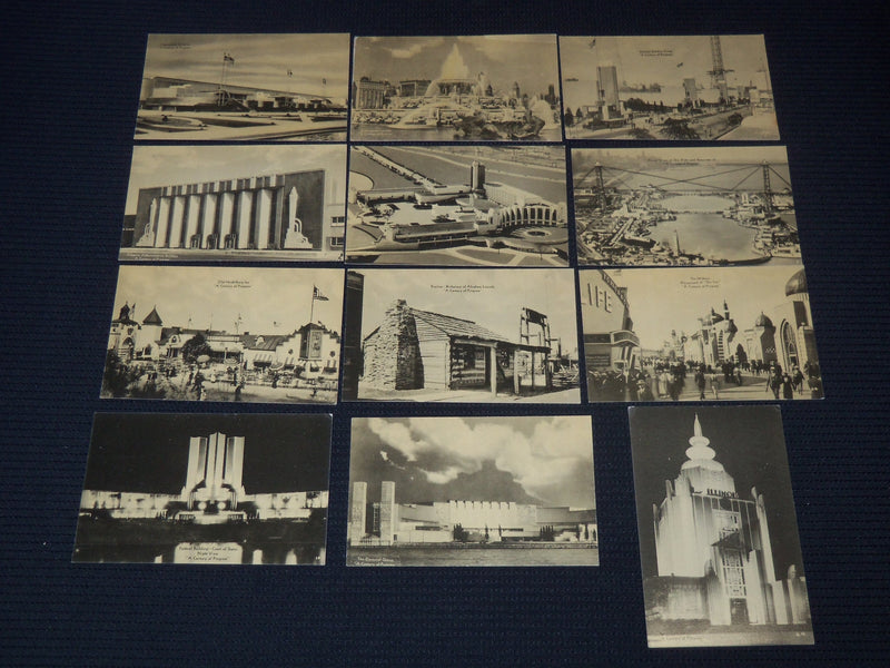 1833 A CENTURY OF PROGRESS 1933 POSTCARDS LOT OF 13 - CHICAGO, ILLINOIS - J 8025