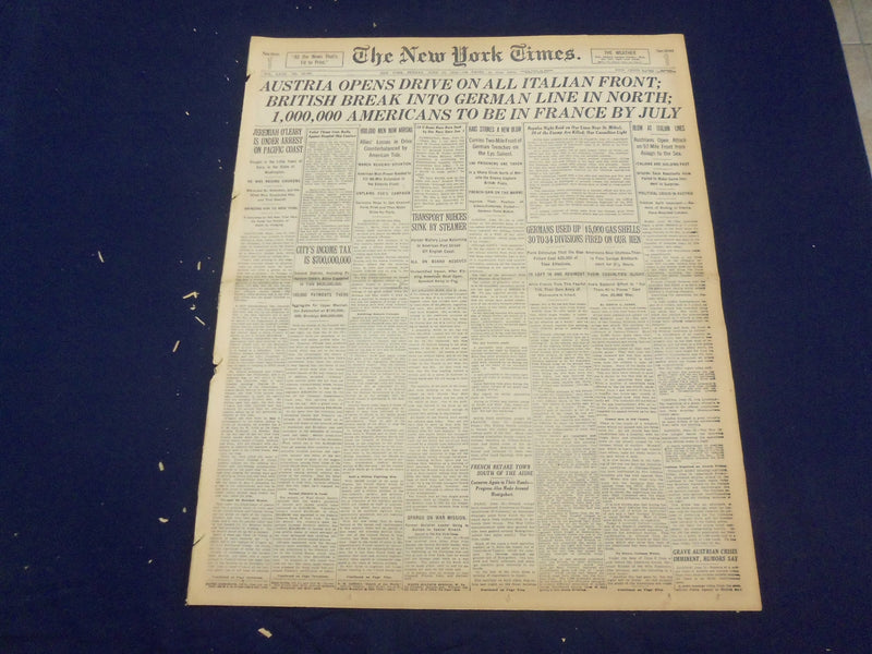 1918 JUNE 16 NEW YORK TIMES-1,000,000 AMERICANS TO BE IN FRANCE BY JULY- NT 9088
