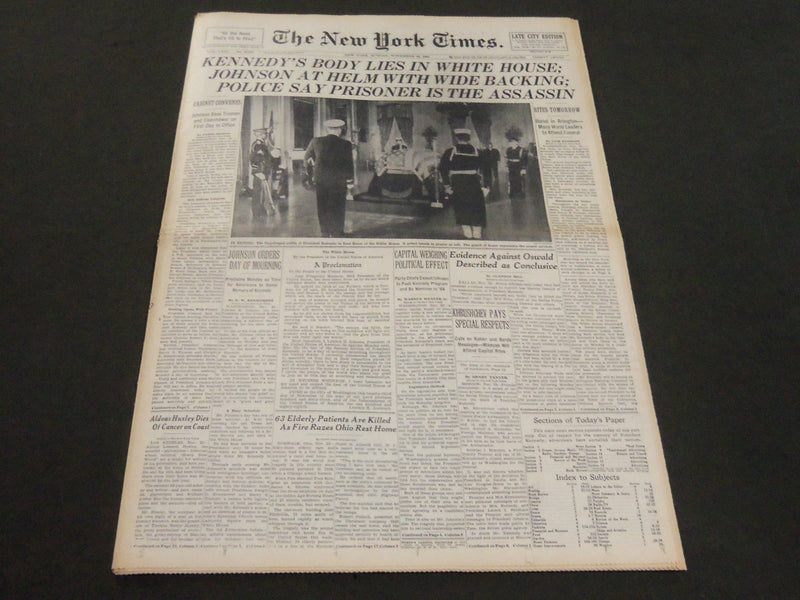 1963 NOVEMBER 24 NEW YORK TIMES - KENNEDY'S BODY LIES IN WHITE HOUSE - NT 7172