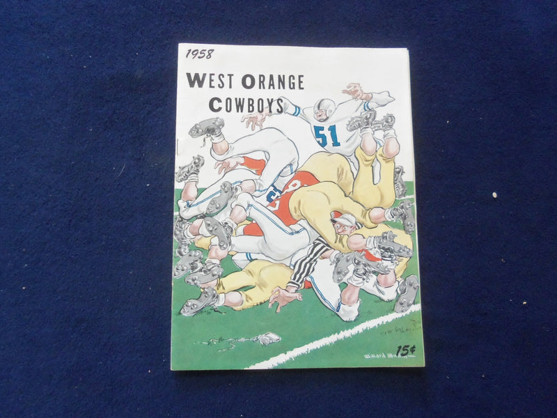 1958 NOV 1 HIGH SCHOOL FOOTBALL PROGRAM - WEST ORANGE VS. BLOOMFIELD - J 8446