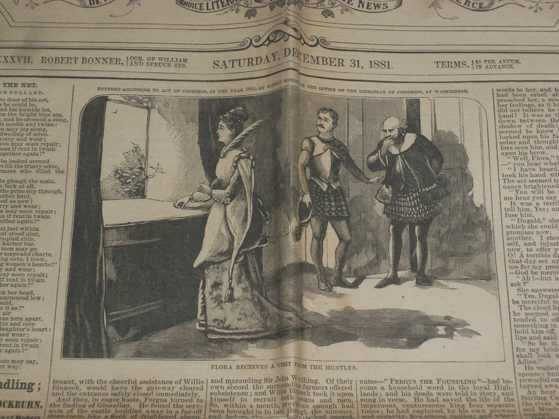 1881-1882 THE NEW YORK LEDGER NEWSPAPER - LOT OF 3 - NP 5081
