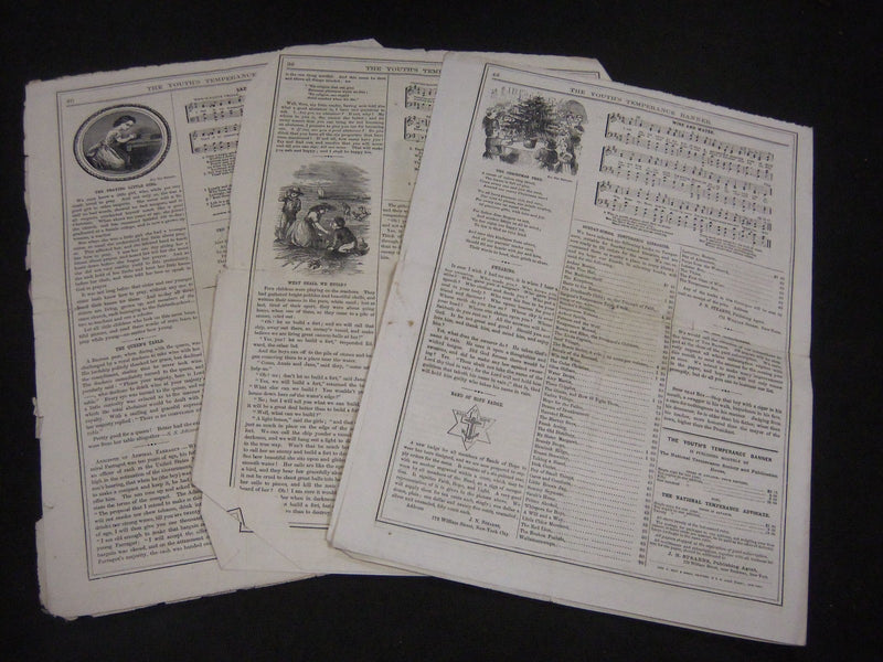 1866 THE YOUTH'S TEMPERANCE BANNER NEWSPAPER LOT OF 3 - VOLUME 1 ISSUES- NP 2051