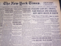 1935 NOVEMBER 9 NEW YORK TIMES - ITALIANS GAIN ON 3 FRONTS TAKE MAKALE - NT 4867