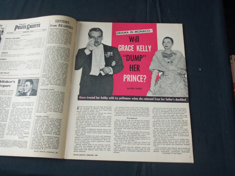 1961 FEBRUARY THE NATIONAL POLICE GAZETTE MAGAZINE - PRINCES GRACE - B 5704