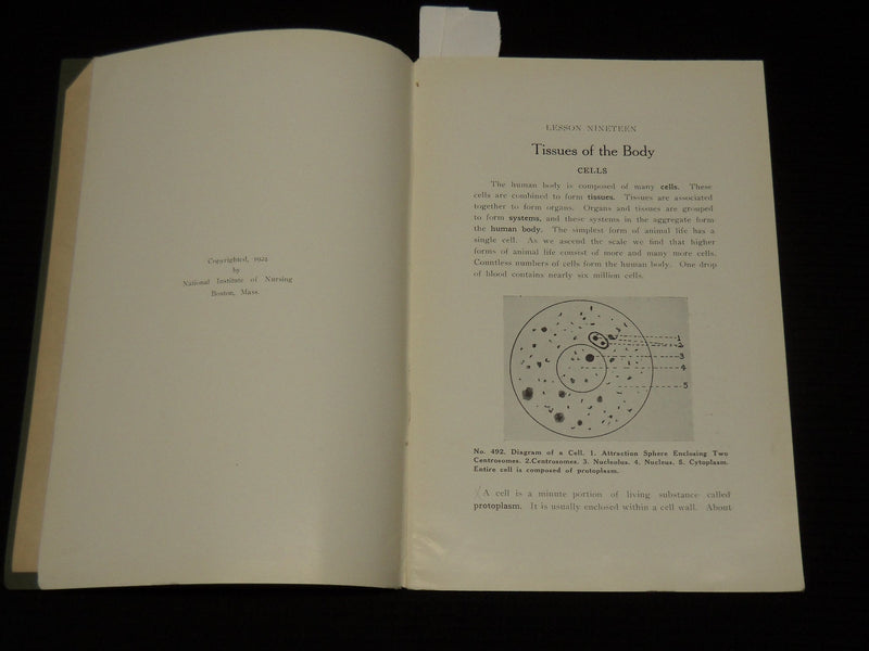 1924 TISSUES OF THE BODY LESSON 19 - SCIENCE & PRACTICE OF NURSING - K 555