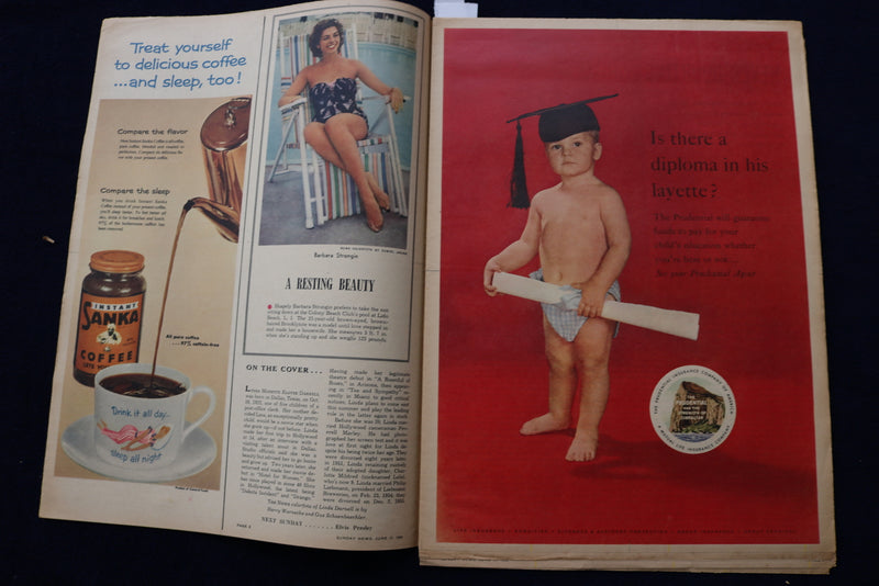 1956 JUNE 17 SUNDAY NEWS COLOROTO MAGAZINE - LINDA DARNELL - PHILLIES - E 22791