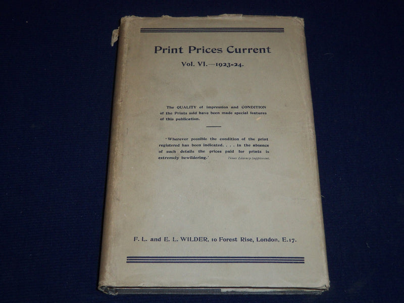 1925 PRINT PRICES CURRENT BOOK VOLUME NO. 6 F. L & E. L WILDER - KD 2056E