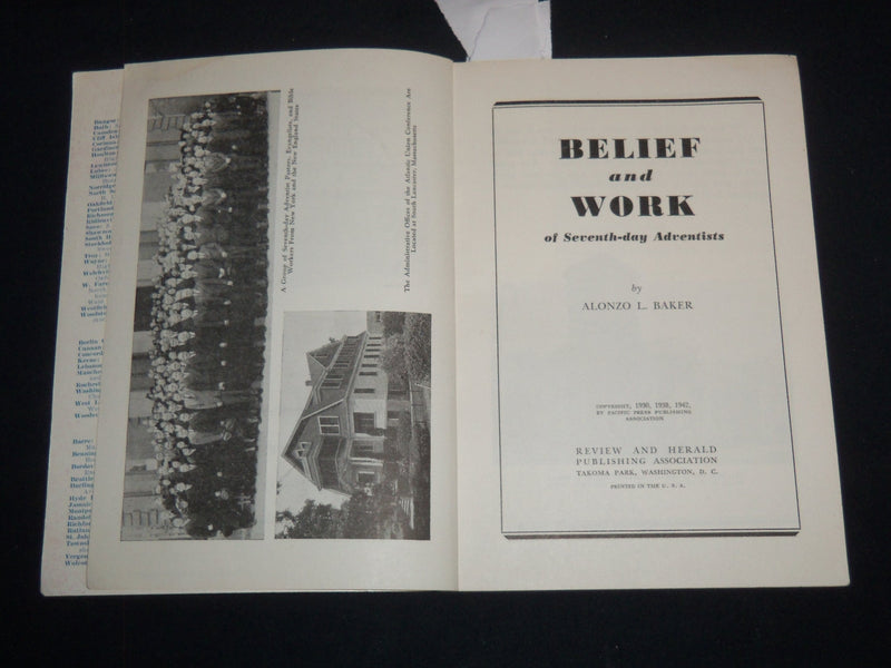 1942 SEVENTH-DAY ADVENTISTS BELIEF AND WORK SOFTCOVER BOOK - J 9294