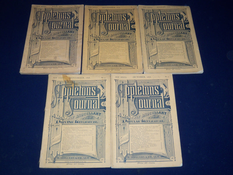 1876 APPLETON'S JOURNAL NEW SERIES LOT OF 5 ISSUES - WILLIAM RICHARD - WR 692