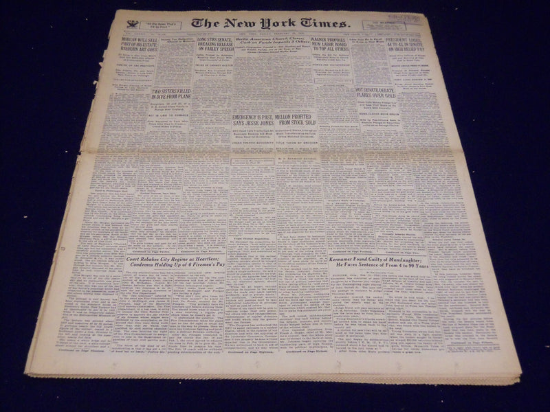 1935 FEBRUARY 22 NEW YORK TIMES - LONG STIRS SENATE - NT 3813