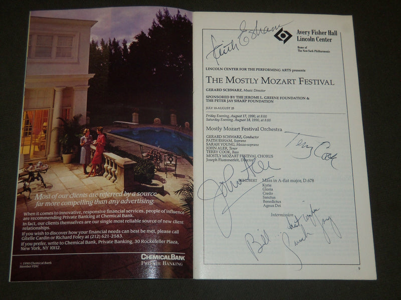1990 AUGUST 17 & 18 MOZART AUTOGRAPHED PROGRAM - FAITH ESHAM - J 5263