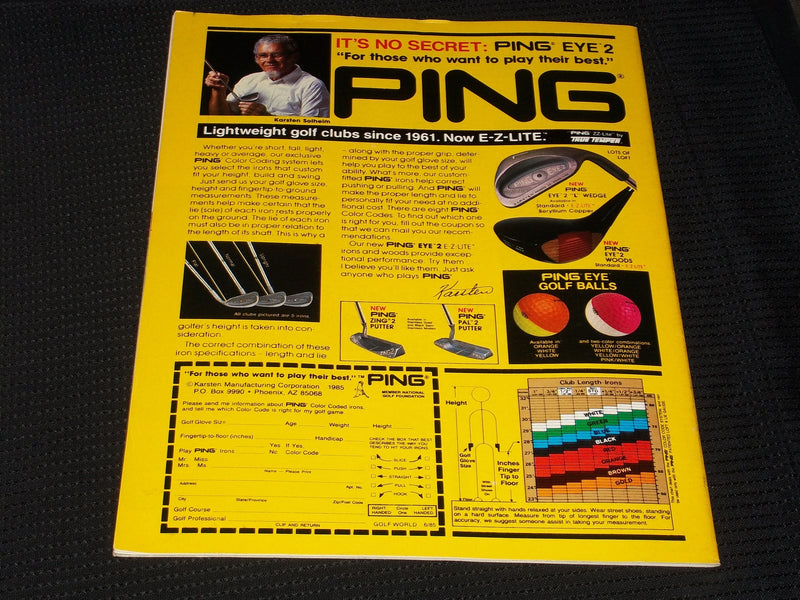 1985 JUNE 28 GOLF WORLD MAGAZINE - ARNOLD PALMER FRONT COVER - E 5593A