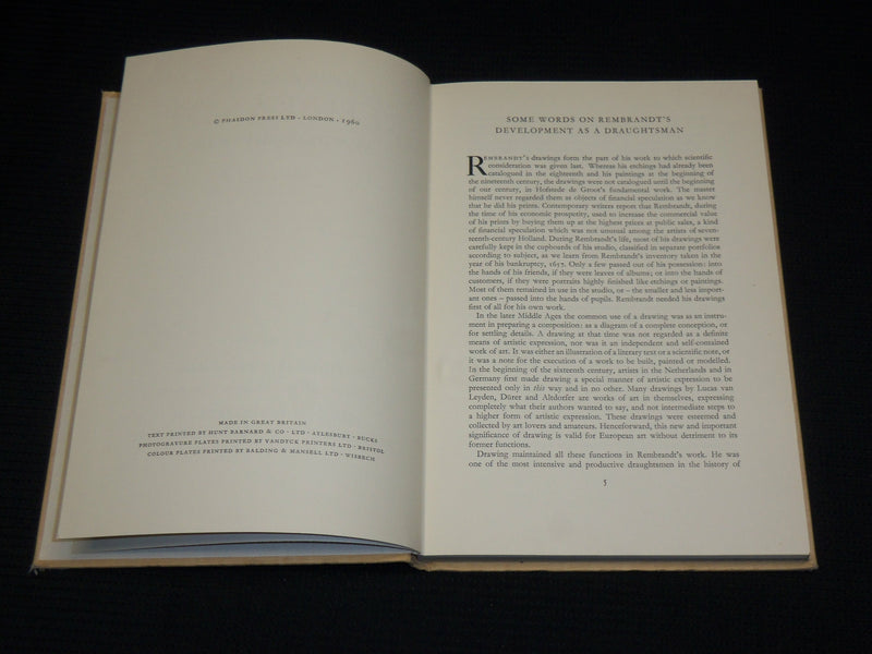 1960 REMBRANDT AS A DRAUGHTSMAN HARDCOVER BOOK BY OTTO BENESCH - R 714Y
