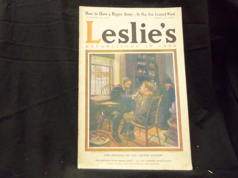 1913 DECEMBER 18 LESLIE'S WEEKLY MAGAZINE - OPENING OF GRIPPE SEASON - ST 1258
