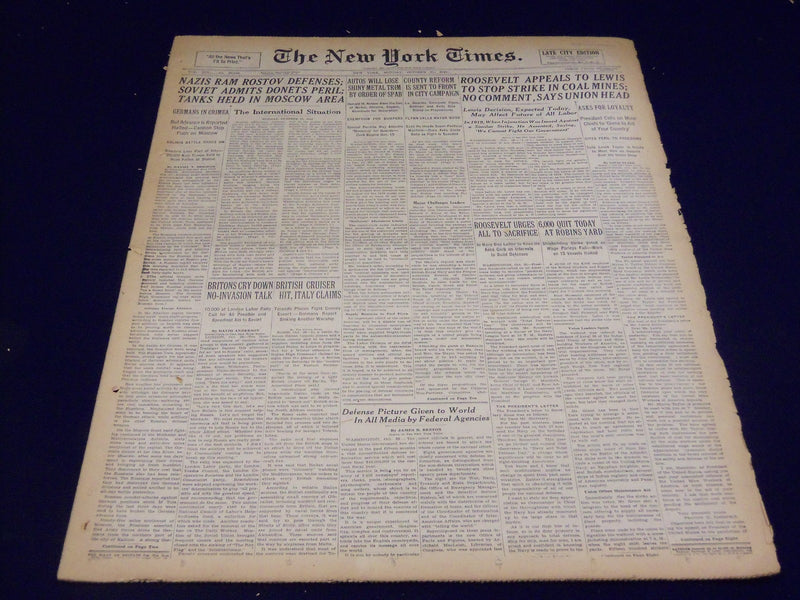 1941 OCT 27 NEW YORK TIMES - NAZIS RAM ROSTOV, ROOSEVELT APPEALS - NT 1085