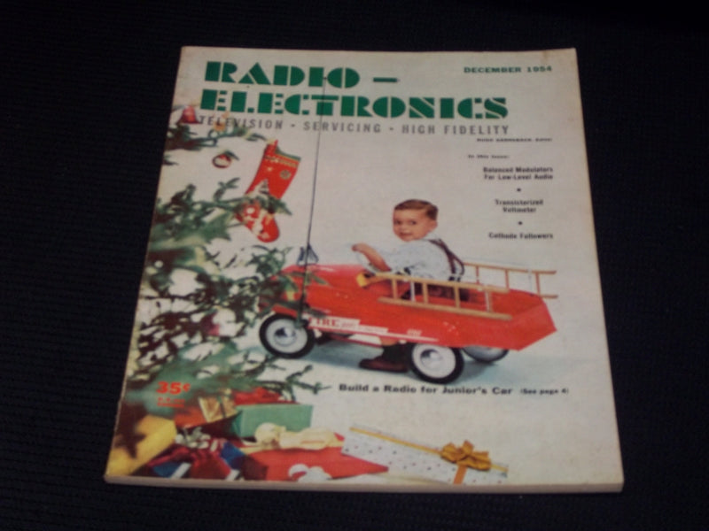 1954 DECEMBER RADIO ELECTRONICS MAGAZINE - RADIO FOR JUNIOR'S CAR COVER - E 7124