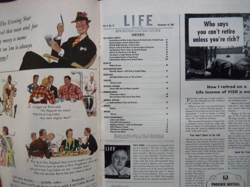 1940 NOVEMBER 18 LIFE MAGAZINE - FRANKLIN ROOSEVELT - L 209
