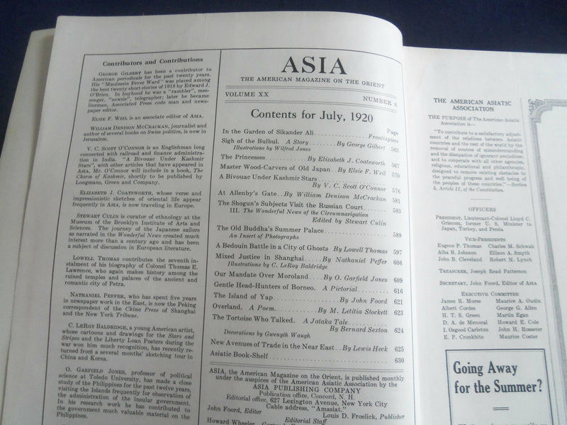1920 JULY ASIA MAGAZINE - SIGH OF BULBUL - GREAT PHOTOS & STORIES - SP 1222I