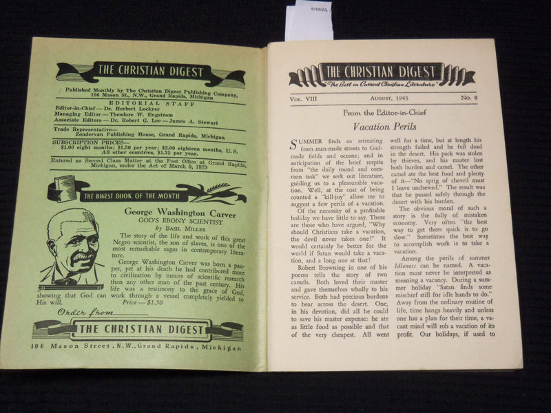 1942-1943 THE CHRISTIAN DIGEST MAGAZINE LOT OF 2 ISSUES - K 1082