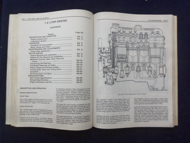 1974 OPEL 1900 MANTA CHASSIS SERVICE MANUAL - SOFTCOVER MANUAL - KD 8879