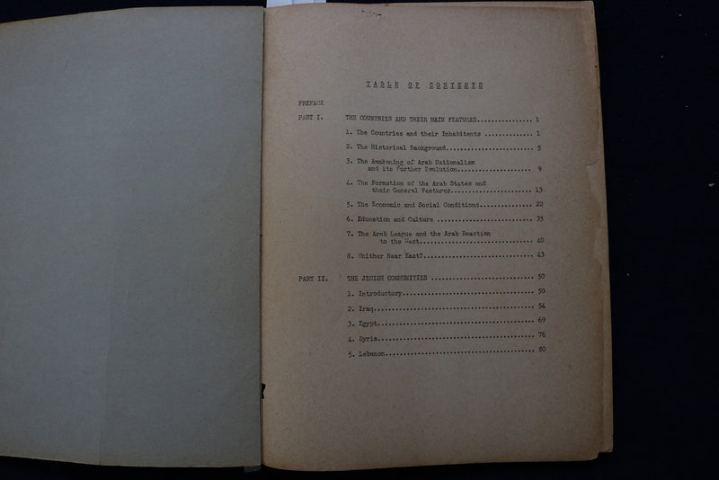 1951 ARAB COUNTRIES OF NEAR EAST & JEWISH COMMUNITIES SOFTCOVER BOOK - K 661