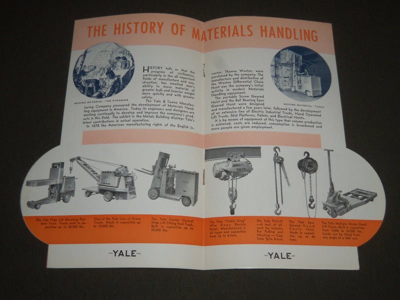1939 YALE & TOWNE IN NEW YORK WORLD'S FAIR BROCHURE - J 2512