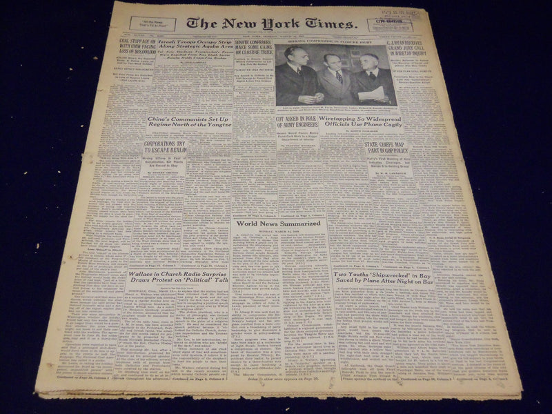 1949 MARCH 14 NEW YORK TIMES - ISRAELI TROOPS OCCUPY STRIP - NT 3197
