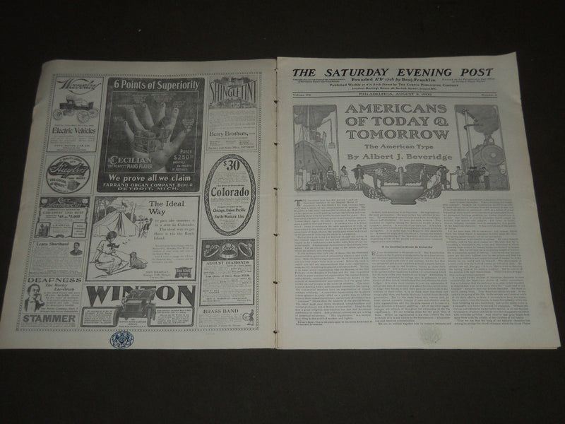 1903 AUGUST 8 THE SATURDAY EVENING POST MAGAZINE - ILLUSTRATED COVER - SP 699
