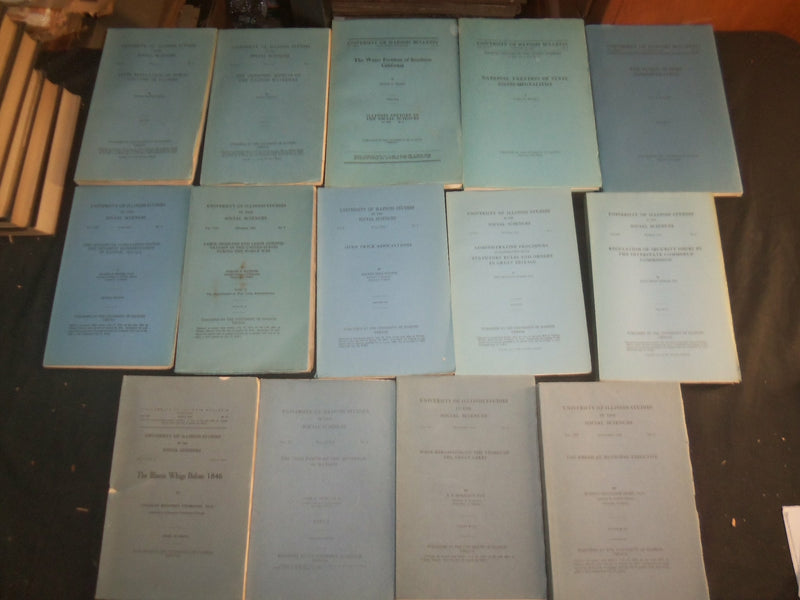 1915-1938 UNIV OF ILLINOIS STUDIES IN THE SOCIAL SCIENCES - LOT OF 14 - WR 102F