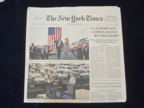 2020 OCTOBER 30 NEW YORK TIMES-U.S. ECONOMY GETS A STRONG BOUNCE BUT FACES BUMPS