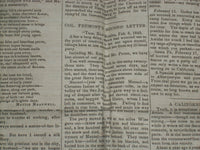 1849 MAY 5 MASSACHUSETTS PLOUGHMAN NEWSPAPER - FREEMONT'S SECOND LETTER- NP 5167