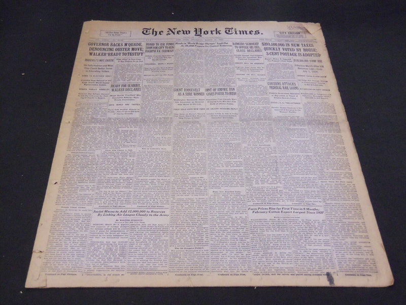 1932 MARCH 31 NEW YORK TIMES - HANDS IN WORLD BRIDGE OLYMPIC LEAK OUT - NT 4785