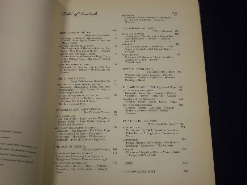 1957 THE PICTURE HISTORY OF PAINTING FROM CAVE PAINTING TO MODERN BOOK - KD 2859