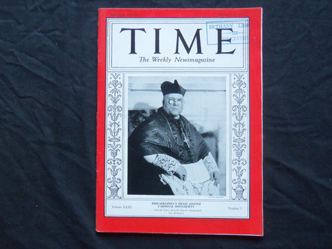 1937 FEBRUARY 15 TIME MAGAZINE - CARDINAL DENIS JOSEPH DOUGHERTY - T 552