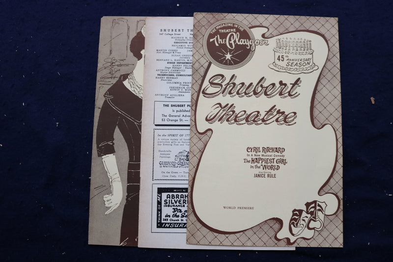 1947-1961 SHUBERT THEATRE PROGRAMS - LOT OF 9 - NEW HAVEN, CT - K 760
