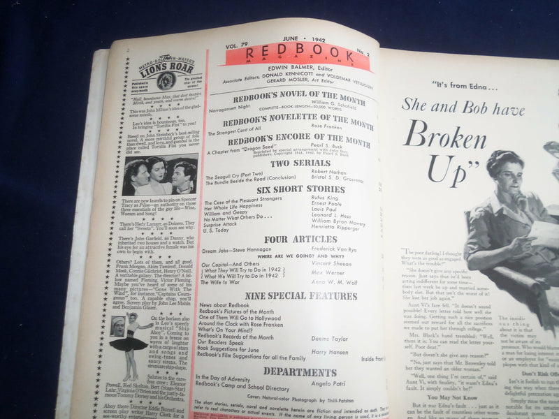 1942 JUNE REDBOOK MAGAZINE - NARRAGANSETT NIGHT - SP 4796V