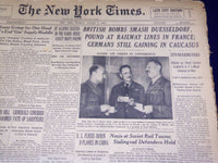 1942 AUGUST 2 NEW YORK TIMES - BRITISH BOMBS SMASH DUESSELDORF - NT 1538