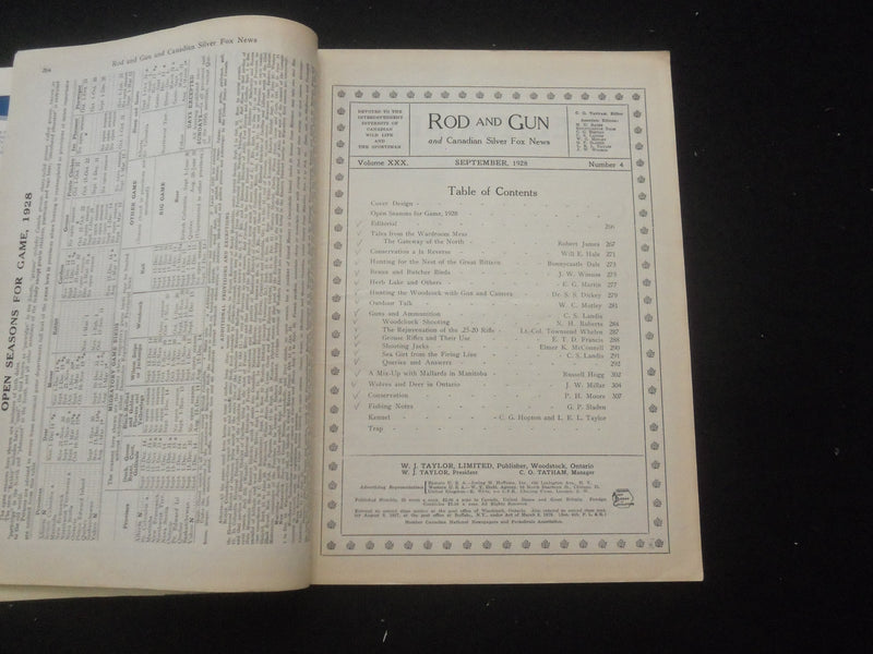 1928 SEPTEMBER ROD AND GUN MAGAZINE - NICE COVER, ARTICLES & PHOTOS - SP 6377J